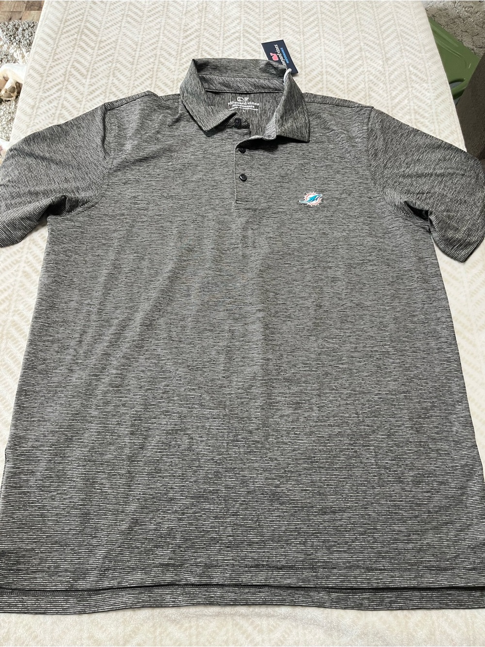 Men's Gray Heather Performance Polo with Miami Dolph  Embroidered Team Logo